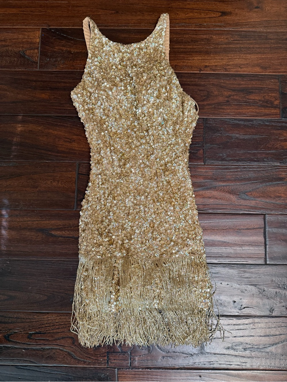 Sherri Hill Gold Sequin Fringe Cocktail Dress size 0 - Picture 1 of 1